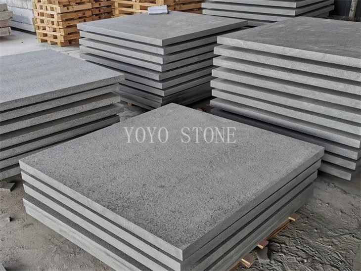 dark grey granite pool tiles