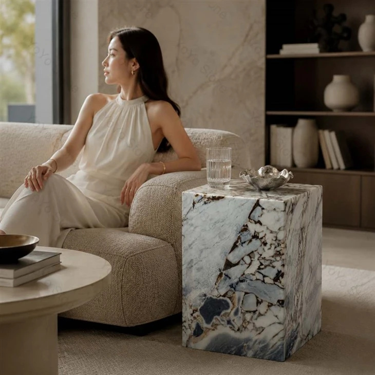 calacatta viola marble side table